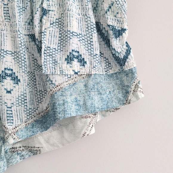 REWASH | Bohemian Pull On Shorts with Pockets, White & Blue, Womens M - Picture 4 of 10